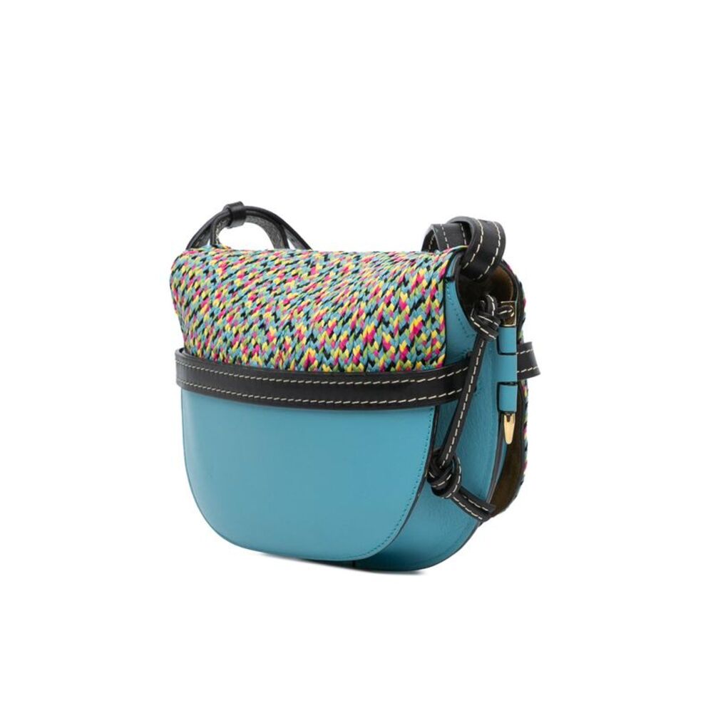 Pre Loved LOEWE Small Raffia and Calfskin Gate Crossbody Women Blue Crossbody - Picture 2 of 8